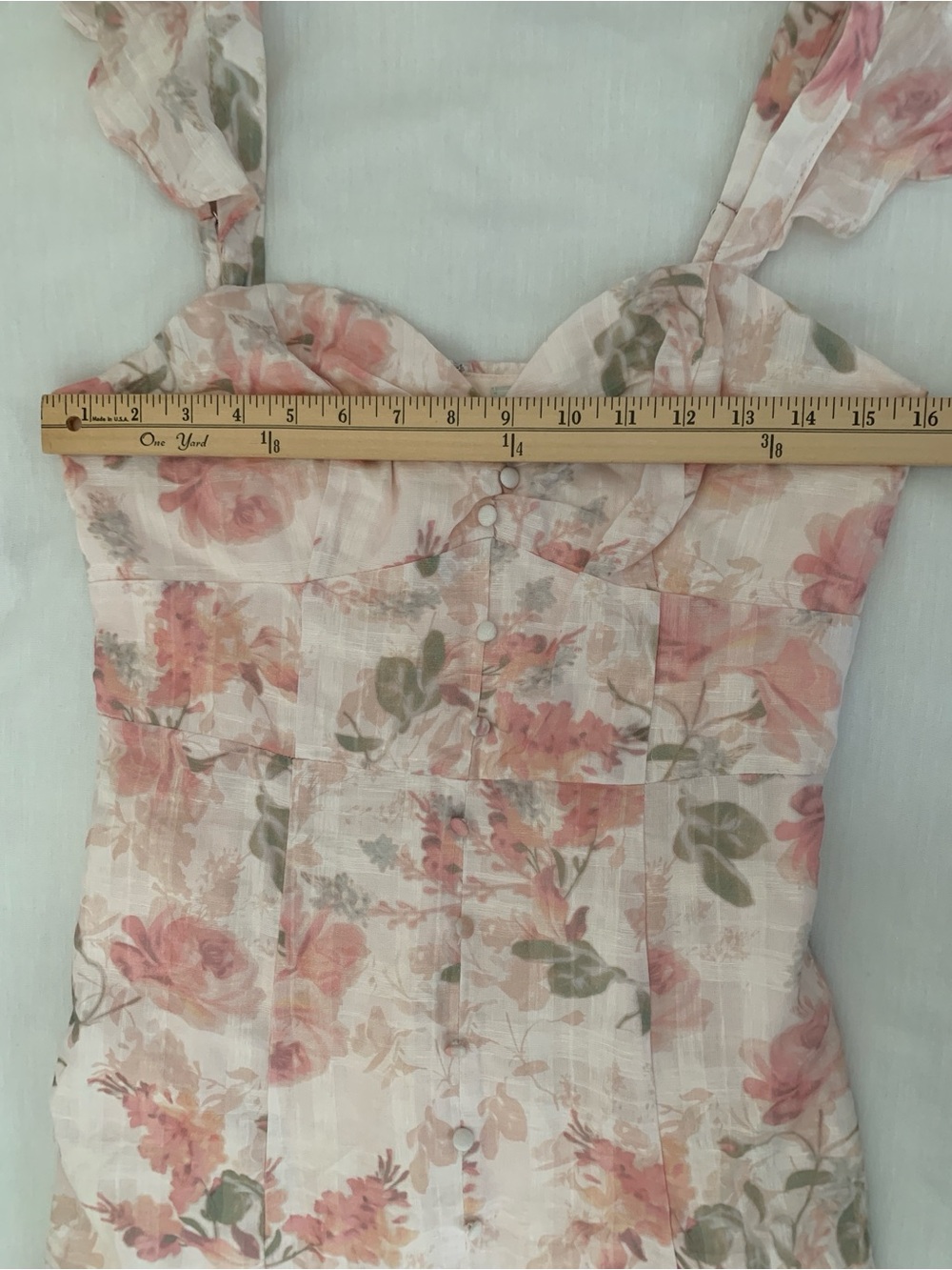 NWT Guess Sweetest Rose Print Pink Linen Blend Maxi Dress Size 2 Flutter Sleeve - Picture 9 of 15